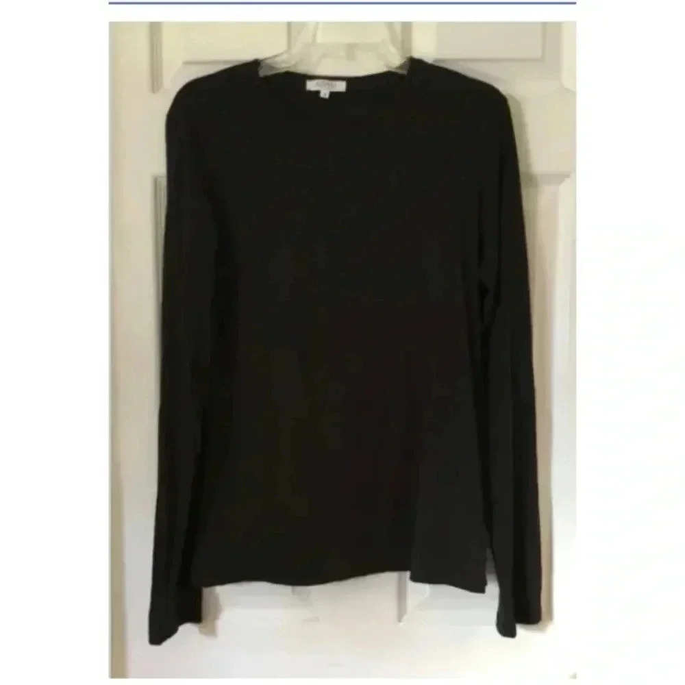 Women ADAM ADAM LIPPES Charcoal Gray Crewneck L/s Cotton T-shirt Top 3 Large Med
